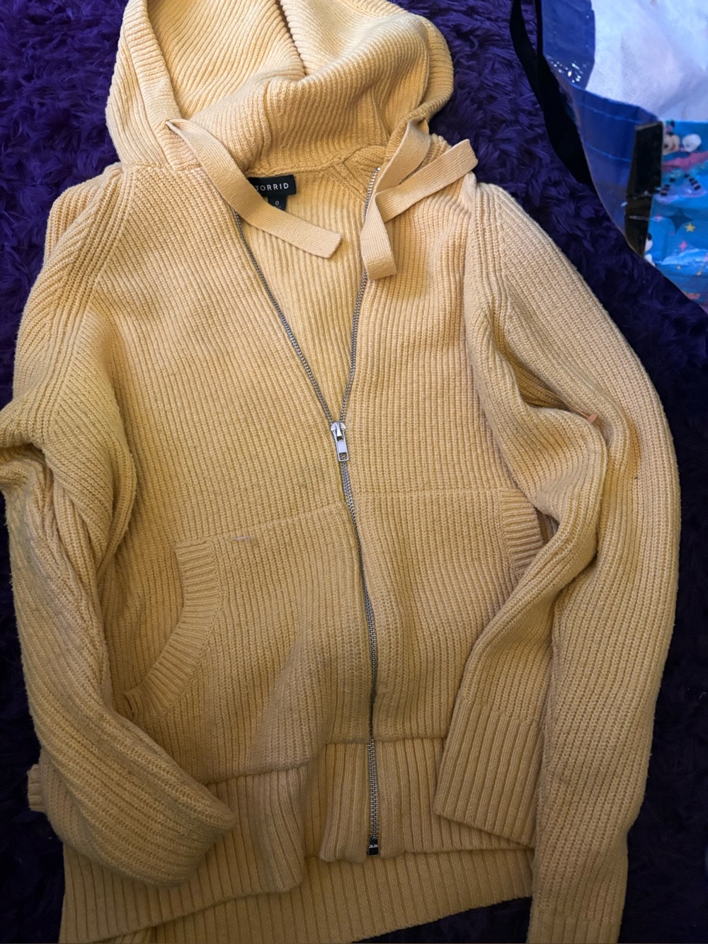 torrid Bright Yellow Ribbed hoodie Sweater
